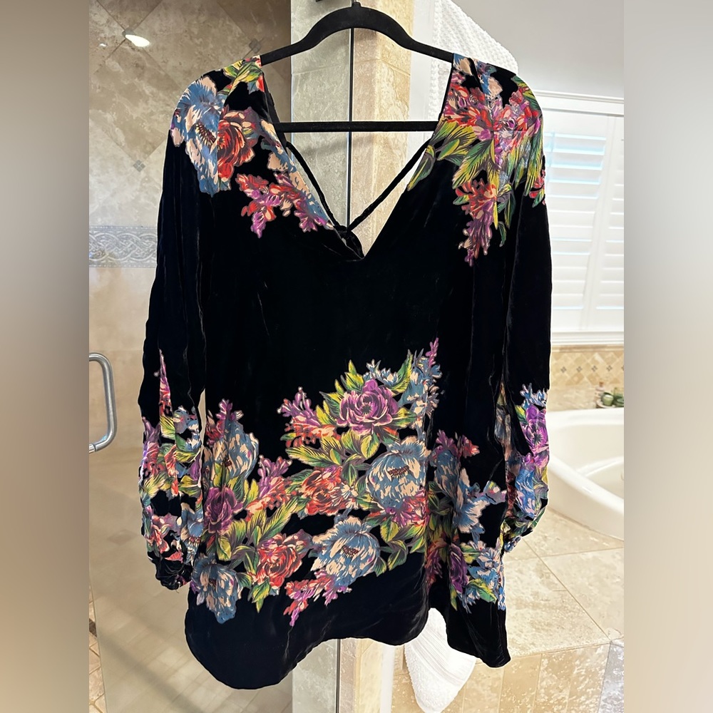 Free People mesh and velour flower patterned dress